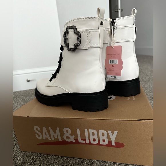 Sam & Libby White Combat Boots - Picture 3 of 4